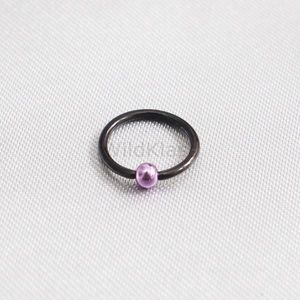 Captive Bead Ring Black w/ Colorful Bead