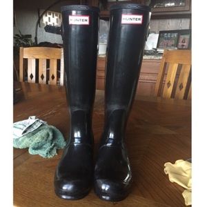 Black Gloss Original Hunter Boots SIZE 6