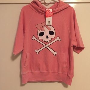 Brand New Wildfox pink bow skull hooded sweatshirt