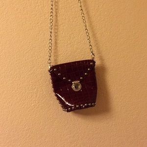 Maroon Snakeskin chain purse
