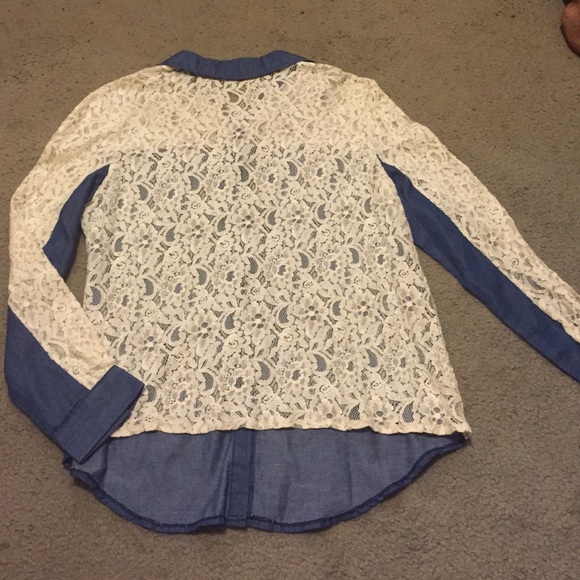 Lace denim button up - Picture 2 of 2
