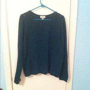 LOFT deep teal Henley sweater