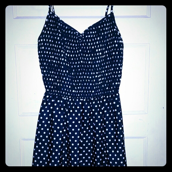 Navy Blue Polka Dot Dress