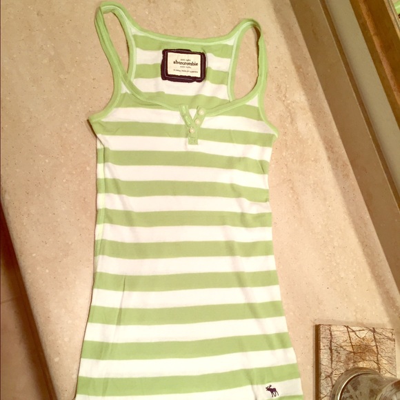 Abercrombie Striped Green White Tank