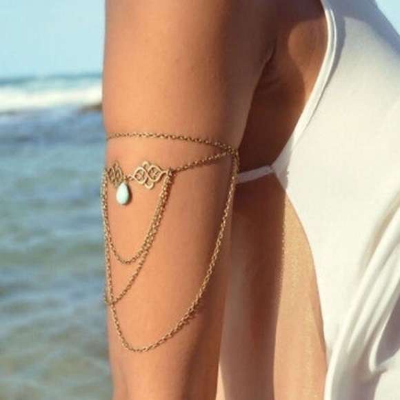 Bronze color and Faux Turquoise Armlet