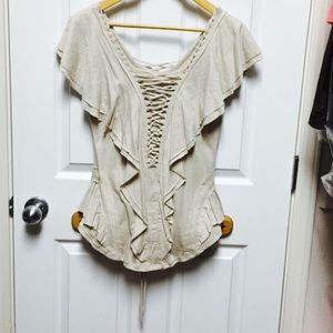 Light beige cotton/modal top
