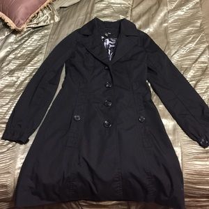 Black h&m long trench coat size 6