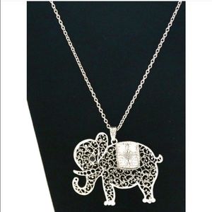 Om Elephant Pendant Necklace- Silver