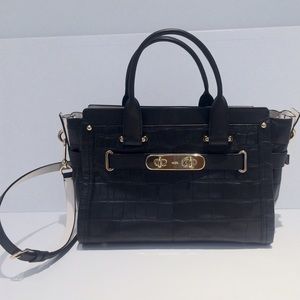 Coach "Swagger" in Croc embossed leather