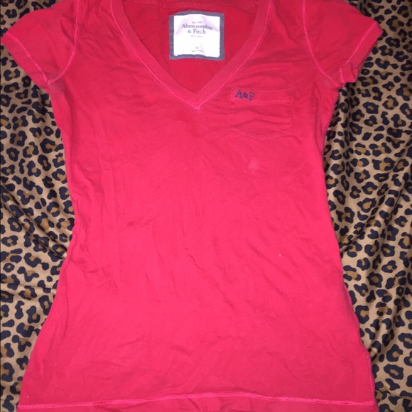A&F Red Pocket V-neck