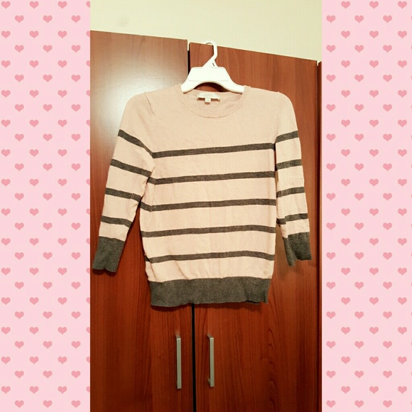 LOFT Striped pink and gray sweater