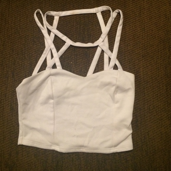 WHITE CAGED CROP TOP - Picture 1 of 2