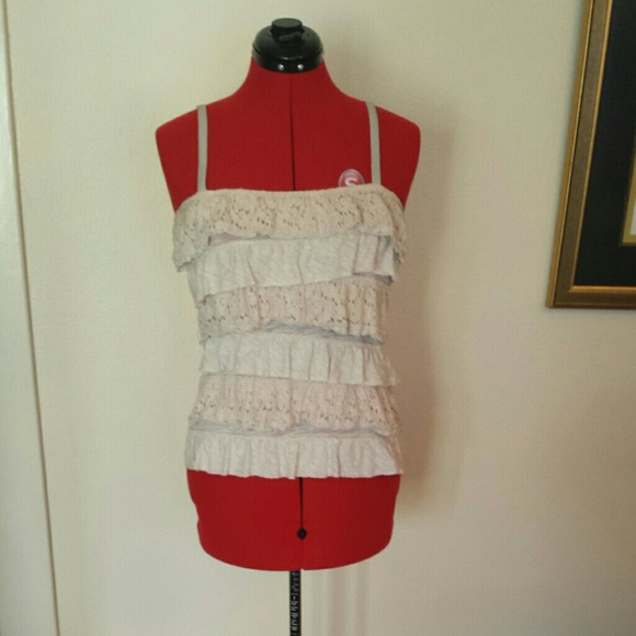 Ruffle floral lace cami