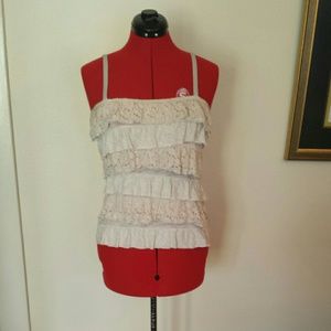 Ruffle floral lace cami