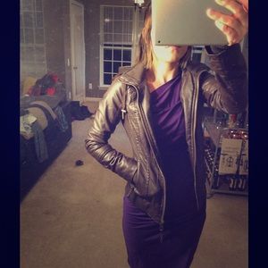 Brown leather bomber jacket from garage