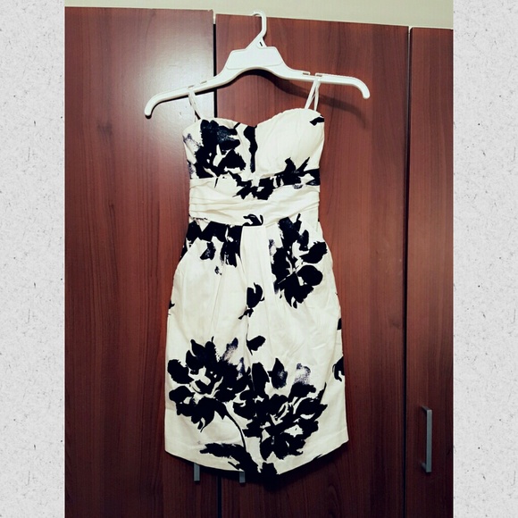 White dress with black flowers