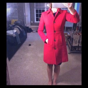 J crew 00p double clothe wool lady coat in red