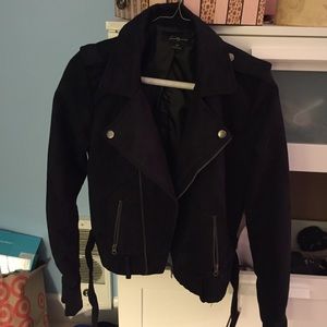 Black suede moto jacket