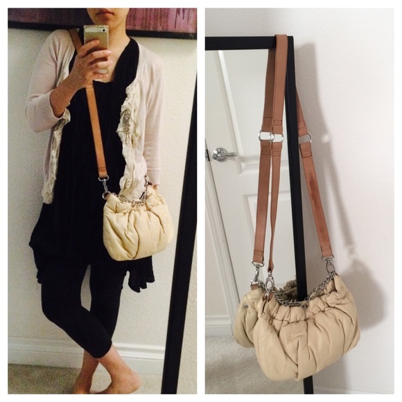 BCBGMaxAzria Bags Bcbgmaxazria Beige Puffy Crossbody Purse Poshmark