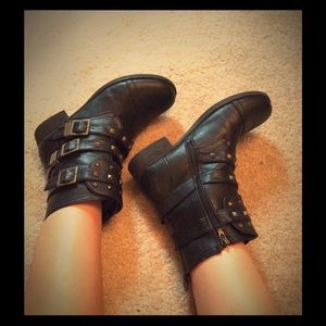Black studded booties