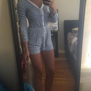 Striped long sleeve rhomper