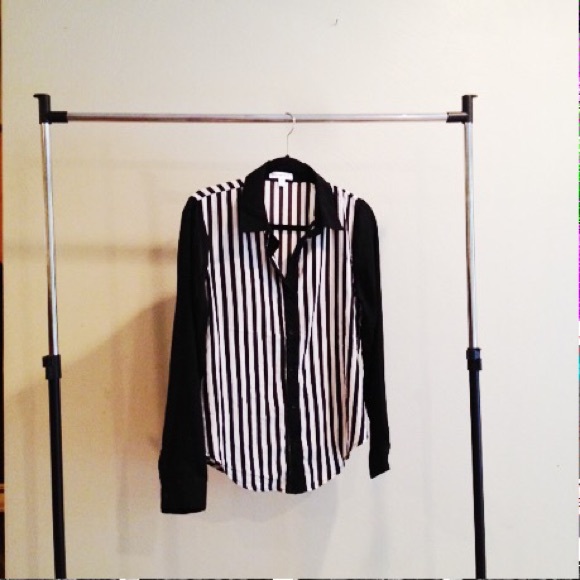 Black and white strip long sleeve blouse.