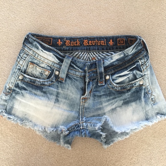 Rock revival denim shorts
