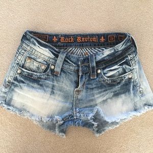 Rock revival denim shorts