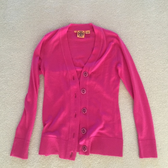 Tory Burch pink cardigan sweater