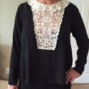 Black with white lace blouse