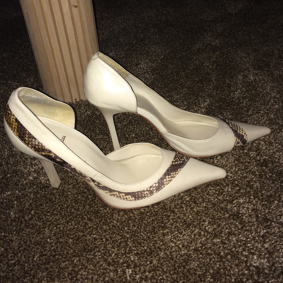 Bakers cream and snake skin stilettos 3 inch pump