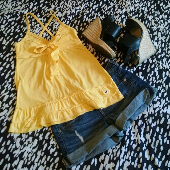 Hollister Tops - Yellow Cross Back Tank Top