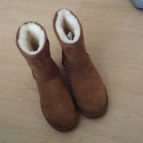 Chestnut Short UGGs, worn lightly