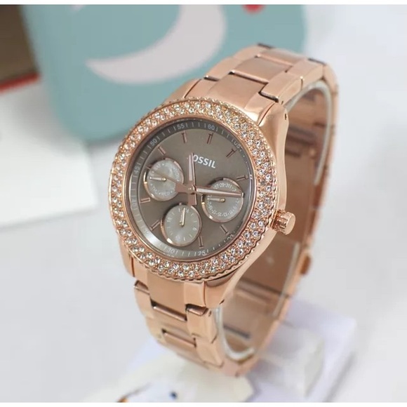 SOLD--Fossil Rose Gold Stella Chrono Watch - Picture 2 of 4