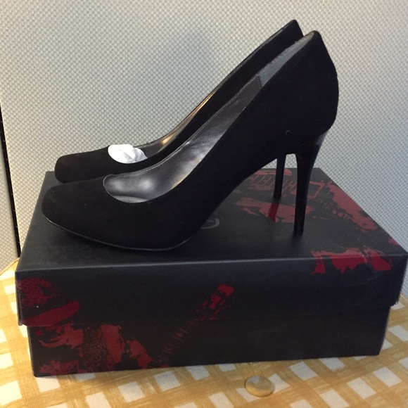 Black suede stilettos