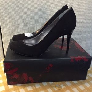 Black suede stilettos