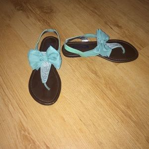 Mint bow tie sandals