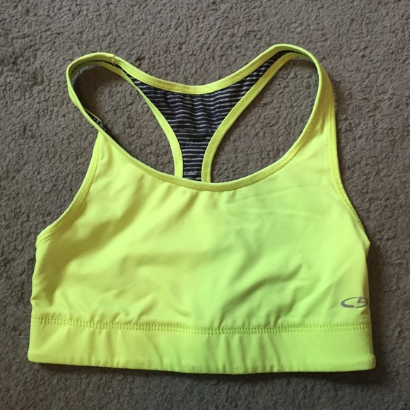 Neon yellow reversible sports bra