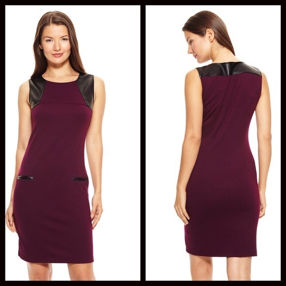 ❗️1-HOUR SALE❗️DRESS Black Faux Leather Trim - Picture 2 of 6