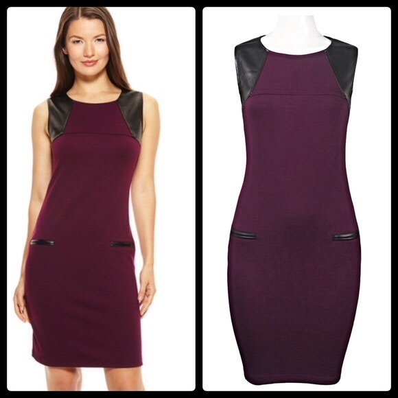 ❗️1-HOUR SALE❗️DRESS Black Faux Leather Trim - Picture 5 of 6