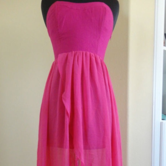 Keepsake hot pink corset bustier prom dress