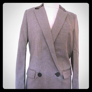Mango houndstooth blazer with faux leather xs