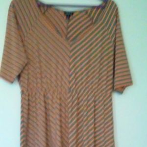 Grey and orange striped cotton Dress