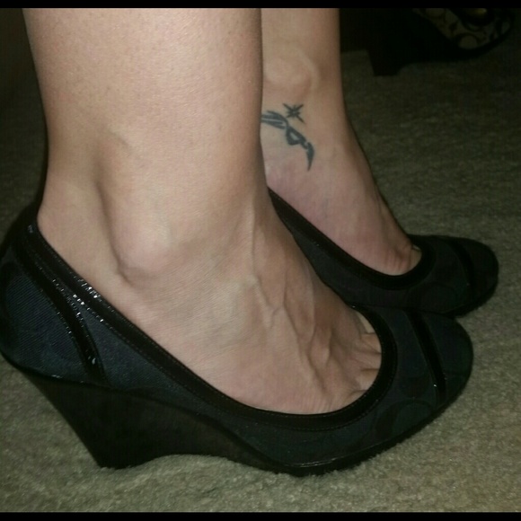 SOLD!! Coach size 8 black wedges!!