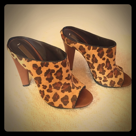 BCBG Shoes - BCBG leopard and cow-hide mules size 7!!!