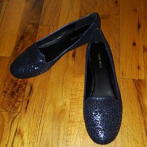 Sequined Navy Blue Nine West Flats