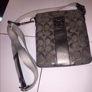 Silver coach messenger bag