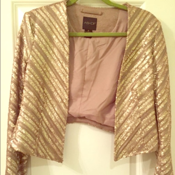 AS by DF Gold Sequin Cropped Blazer
