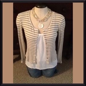 2/$8 Cream & Tan Cardigan