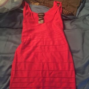 Red Bebe sleeveless slinky dress
